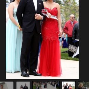 Red mermaid prom dress